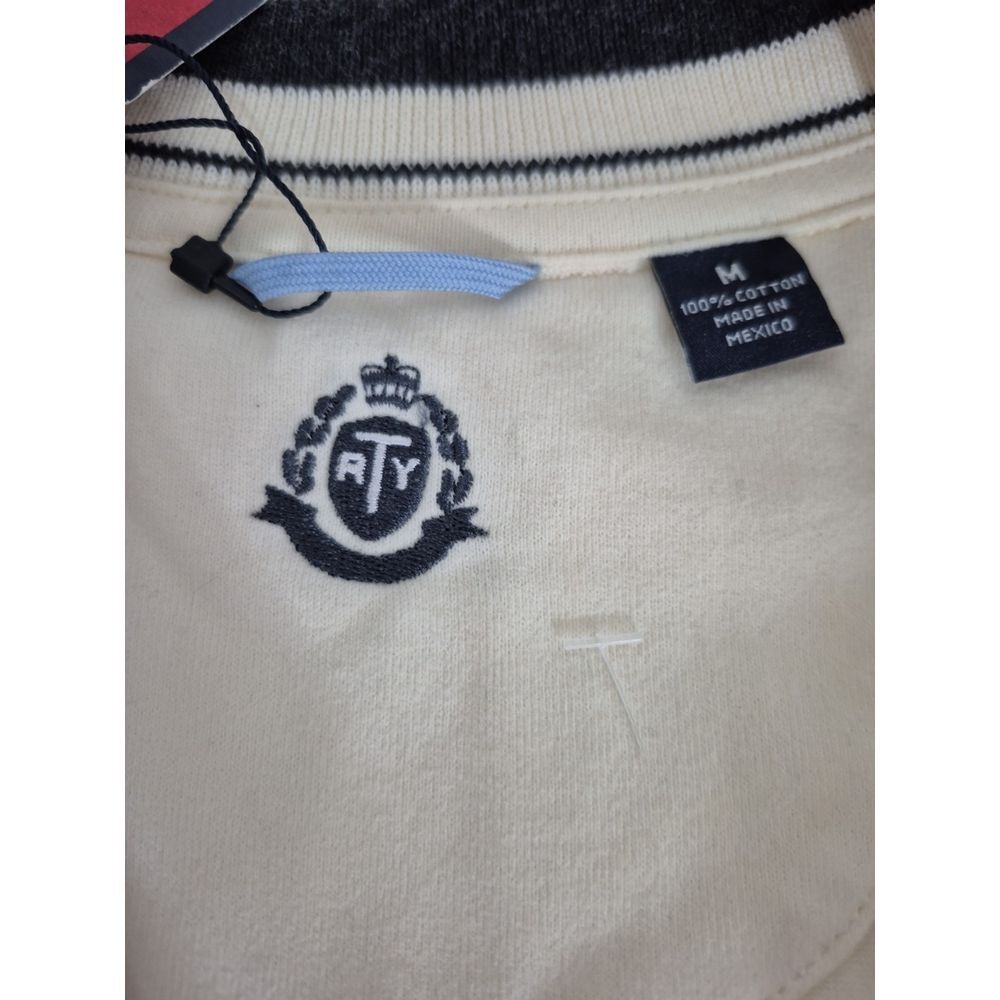 Roundtree & Yorke 1/4 Zip Sweater Mens Medium Cream Long Sleeve Pullover‎ NEW - Picture 6 of 8